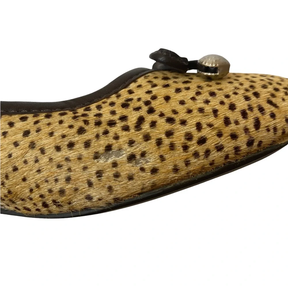 Gianni Bini Animal Print Calf Hair Flats Shoes Bow Size 7.5
